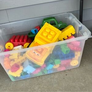 Colorful Building Blocks and Toy Vehicles Set
